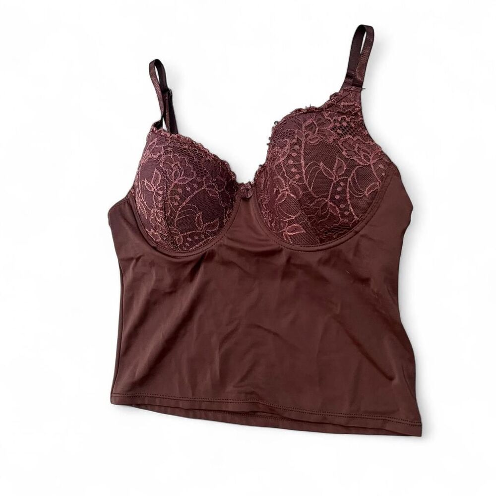 Y2K Rampage Brown Lingerie Lace Corset Bustier Top